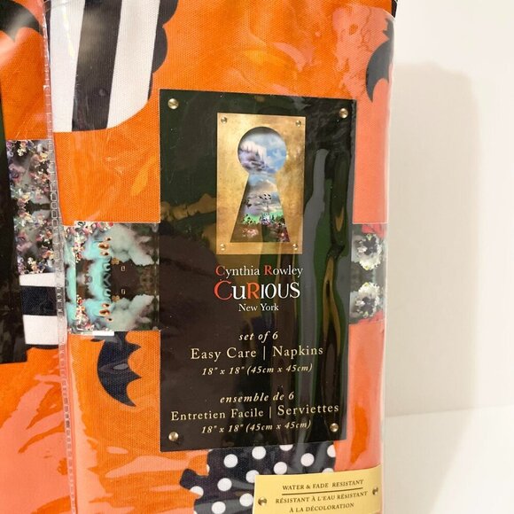 Curious By Cynthia Rowley Halloween Easy Care Tablecloth and Set of 6 Napkins - Picture 2 of 16